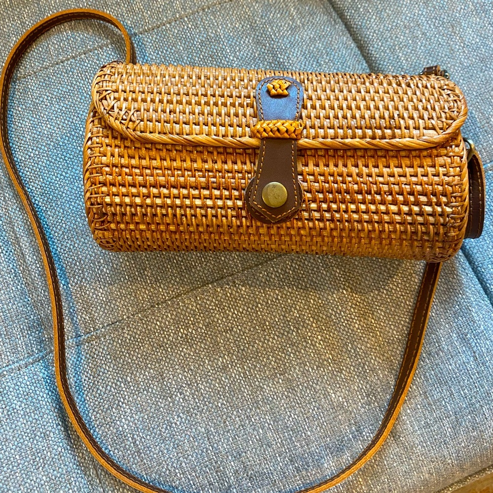 Woven Tan Crossbody Bag